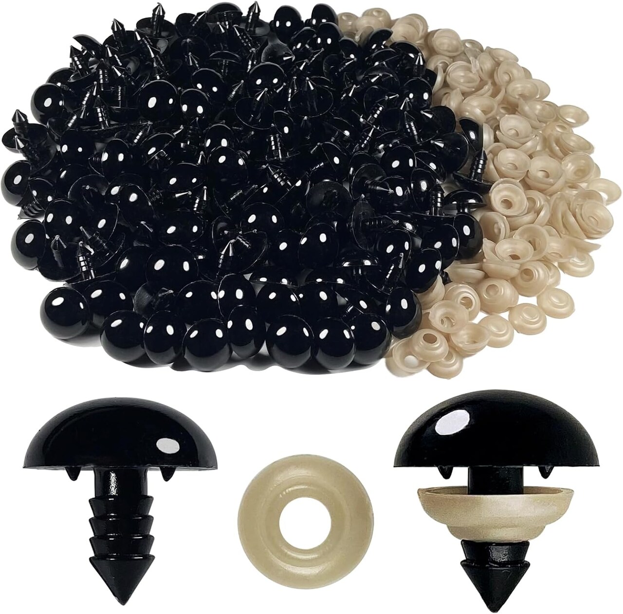 320pcs 18mm Black Safety Eyes with Washers – Large Plastic Crochet Eyes for Amigurumi, Stuffed Animals, Dolls & DIY Plush Craft Making (160 Eyes + 160 Washers)